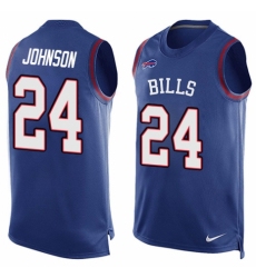 Men's Nike Buffalo Bills #24 Taron Johnson Limited Royal Blue Player Name & Number Tank Top NFL Jersey