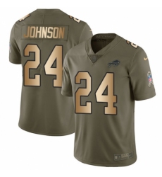 Youth Nike Buffalo Bills #24 Taron Johnson Limited Olive/Gold 2017 Salute to Service NFL Jersey