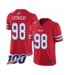 Men's Buffalo Bills #98 Star Lotulelei Limited Red Rush Vapor Untouchable 100th Season Football Jersey