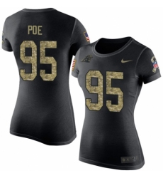 NFL Women's Nike Carolina Panthers #95 Dontari Poe Black Camo Salute to Service T-Shirt