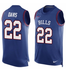 Men's Nike Buffalo Bills #22 Vontae Davis Limited Royal Blue Player Name & Number Tank Top NFL Jersey