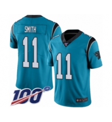 Men's Carolina Panthers #11 Torrey Smith Limited Blue Rush Vapor Untouchable 100th Season Football Jersey