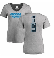 NFL Women's Nike Carolina Panthers #11 Torrey Smith Ash Backer V-Neck T-Shirt