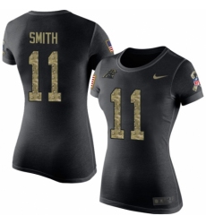 NFL Women's Nike Carolina Panthers #11 Torrey Smith Black Camo Salute to Service T-Shirt