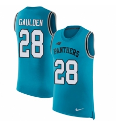 Men's Nike Carolina Panthers #28 Rashaan Gaulden Blue Rush Player Name & Number Tank Top NFL Jersey