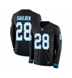 Men's Nike Carolina Panthers #28 Rashaan Gaulden Limited Black Therma Long Sleeve NFL Jersey