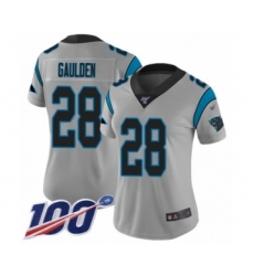 Women's Carolina Panthers #28 Rashaan Gaulden Silver Inverted Legend Limited 100th Season Football Jersey