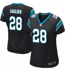 Women's Nike Carolina Panthers #28 Rashaan Gaulden Game Black Team Color NFL Jersey