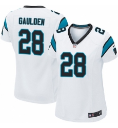 Women's Nike Carolina Panthers #28 Rashaan Gaulden Game White NFL Jersey