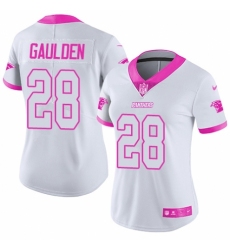 Women's Nike Carolina Panthers #28 Rashaan Gaulden Limited White/Pink Rush Fashion NFL Jersey