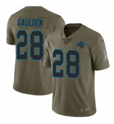 Youth Nike Carolina Panthers #28 Rashaan Gaulden Limited Olive 2017 Salute to Service NFL Jersey