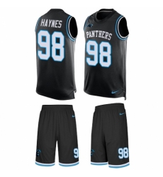 Men's Nike Carolina Panthers #98 Marquis Haynes Limited Black Tank Top Suit NFL Jersey