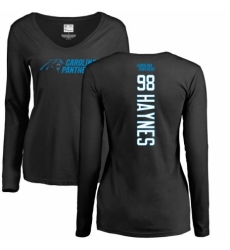NFL Women's Nike Carolina Panthers #98 Marquis Haynes Black Backer Slim Fit Long Sleeve T-Shirt