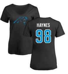 NFL Women's Nike Carolina Panthers #98 Marquis Haynes Black Name & Number Logo Slim Fit T-Shirt