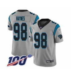 Youth Carolina Panthers #98 Marquis Haynes Silver Inverted Legend Limited 100th Season Football Jersey