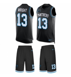 Men's Nike Carolina Panthers #13 Jarius Wright Limited Black Tank Top Suit NFL Jersey