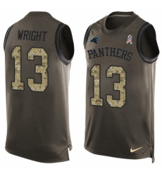 Men's Nike Carolina Panthers #13 Jarius Wright Limited Green Salute to Service Tank Top NFL Jersey