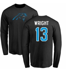 NFL Nike Carolina Panthers #13 Jarius Wright Black Name & Number Logo Long Sleeve T-Shirt