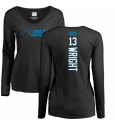 NFL Women's Nike Carolina Panthers #13 Jarius Wright Black Backer Slim Fit Long Sleeve T-Shirt