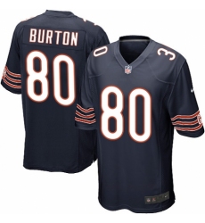 Men's Nike Chicago Bears #80 Trey Burton Game Navy Blue Team Color NFL Jersey