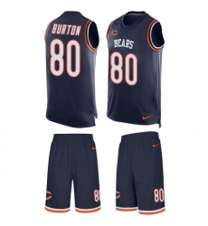 Men's Nike Chicago Bears #80 Trey Burton Limited Navy Blue Tank Top Suit NFL Jersey