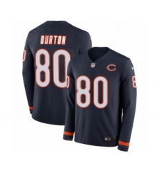 Men's Nike Chicago Bears #80 Trey Burton Limited Navy Blue Therma Long Sleeve NFL Jersey