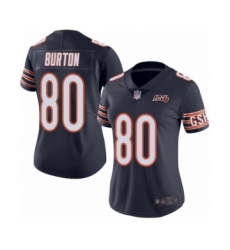 Women's Chicago Bears #80 Trey Burton Navy Blue Team Color 100th Season Limited Football Jersey