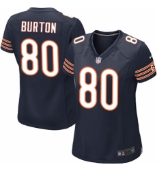 Women's Nike Chicago Bears #80 Trey Burton Game Navy Blue Team Color NFL Jersey