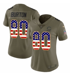 Women's Nike Chicago Bears #80 Trey Burton Limited Olive/USA Flag 2017 Salute to Service NFL Jersey