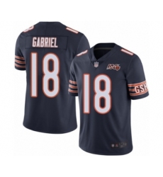 Men's Chicago Bears #18 Taylor Gabriel Navy Blue Team Color 100th Season Limited Football Jersey