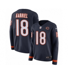 Women's Nike Chicago Bears #18 Taylor Gabriel Limited Navy Blue Therma Long Sleeve NFL Jersey