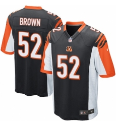 Men's Nike Cincinnati Bengals #52 Preston Brown Game Black Team Color NFL Jersey
