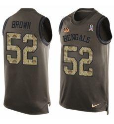 Men's Nike Cincinnati Bengals #52 Preston Brown Limited Green Salute to Service Tank Top NFL Jersey