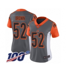 Women's Cincinnati Bengals #52 Preston Brown Limited Silver Inverted Legend 100th Season Football Jersey