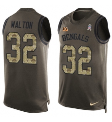 Men's Nike Cincinnati Bengals #32 Mark Walton Limited Green Salute to Service Tank Top NFL Jersey