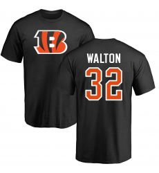 NFL Nike Cincinnati Bengals #32 Mark Walton Black Name & Number Logo T-Shirt
