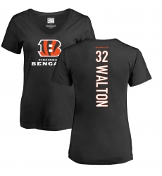 NFL Women's Nike Cincinnati Bengals #32 Mark Walton Black Backer T-Shirt