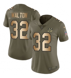 Women's Nike Cincinnati Bengals #32 Mark Walton Limited Olive Gold 2017 Salute to Service NFL Jersey