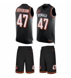 Men's Nike Cincinnati Bengals #47 Malik Jefferson Limited Black Tank Top Suit NFL Jersey