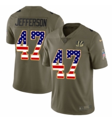 Men's Nike Cincinnati Bengals #47 Malik Jefferson Limited Olive/USA Flag 2017 Salute to Service NFL Jersey