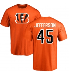 NFL Nike Cincinnati Bengals #45 Malik Jefferson Orange Name & Number Logo T-Shirt