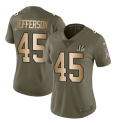 Women's Nike Cincinnati Bengals #45 Malik Jefferson Limited Olive Gold 2017 Salute to Service NFL Je