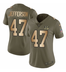 Women's Nike Cincinnati Bengals #47 Malik Jefferson Limited Olive/Gold 2017 Salute to Service NFL Jersey