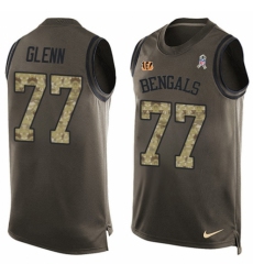 Men's Nike Cincinnati Bengals #77 Cordy Glenn Limited Green Salute to Service Tank Top NFL Jersey