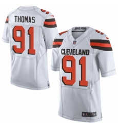 Men's Nike Cleveland Browns #91 Chad Thomas Elite White NFL Jersey