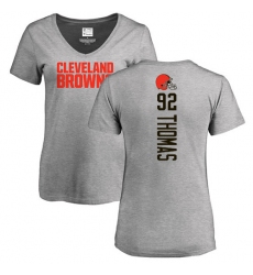 NFL Women's Nike Cleveland Browns #92 Chad Thomas Ash Backer V-Neck T-Shirt