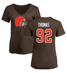 NFL Women's Nike Cleveland Browns #92 Chad Thomas Brown Name & Number Logo T-Shirt