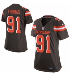 Women's Nike Cleveland Browns #91 Chad Thomas Game Brown Team Color NFL Jersey