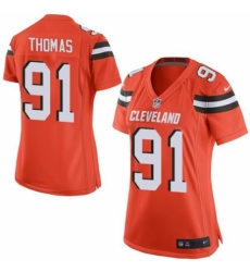 Women's Nike Cleveland Browns #91 Chad Thomas Game Orange Alternate NFL Jersey