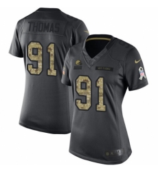 Women's Nike Cleveland Browns #91 Chad Thomas Limited Black 2016 Salute to Service NFL Jersey